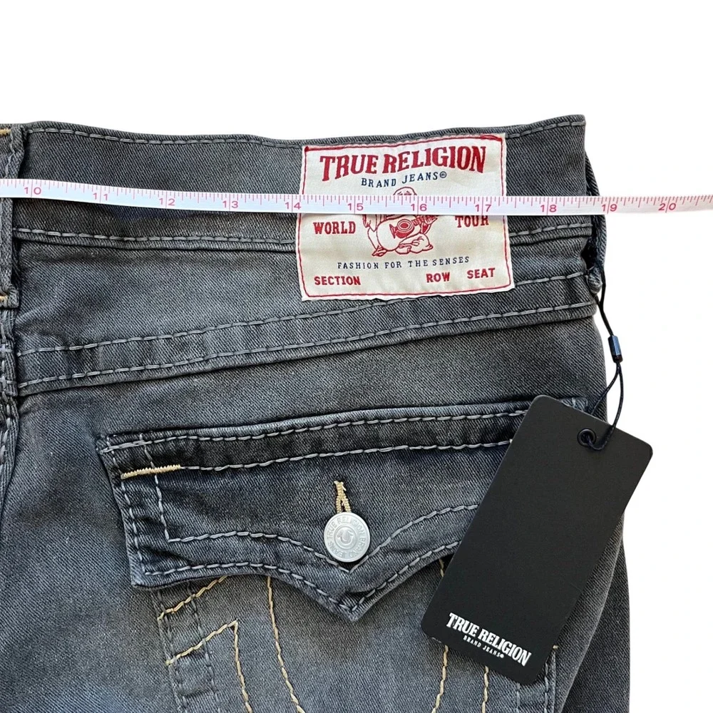 True Religion Ricky Relaxed Straight Big T Grey Shores‎ Wash Jeans 36x34 NEW